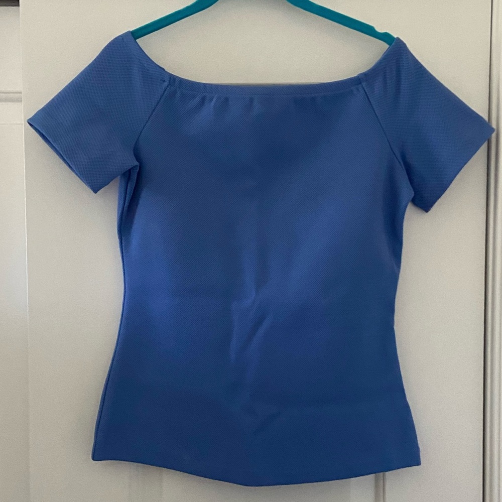 Michael Kors womens oxford blue off shoulder top s